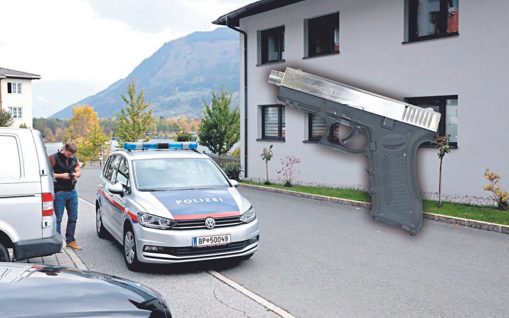 Schauplatz der Tragödie in Zell am See; die tödliche Waffe.