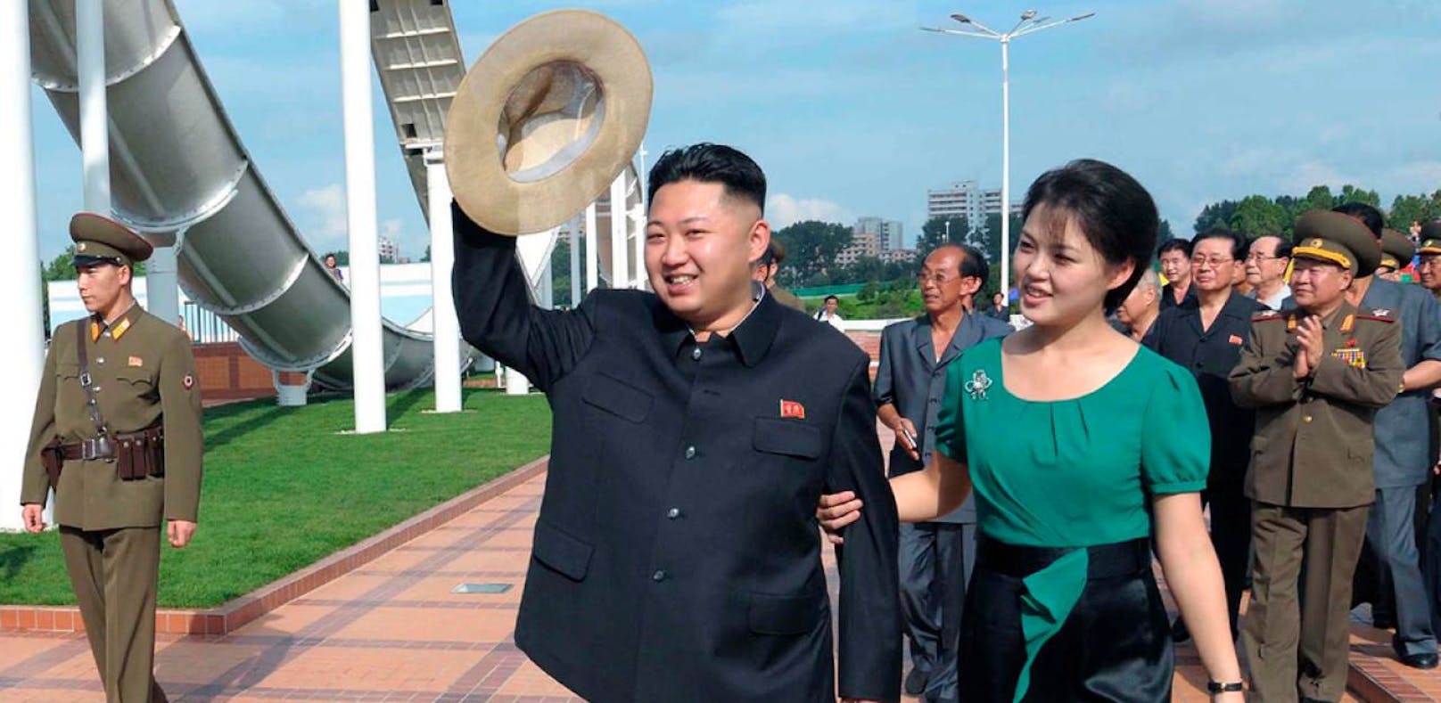 Kim Jong-un mit seiner Ehefrau Ri Sol-Ju. 
