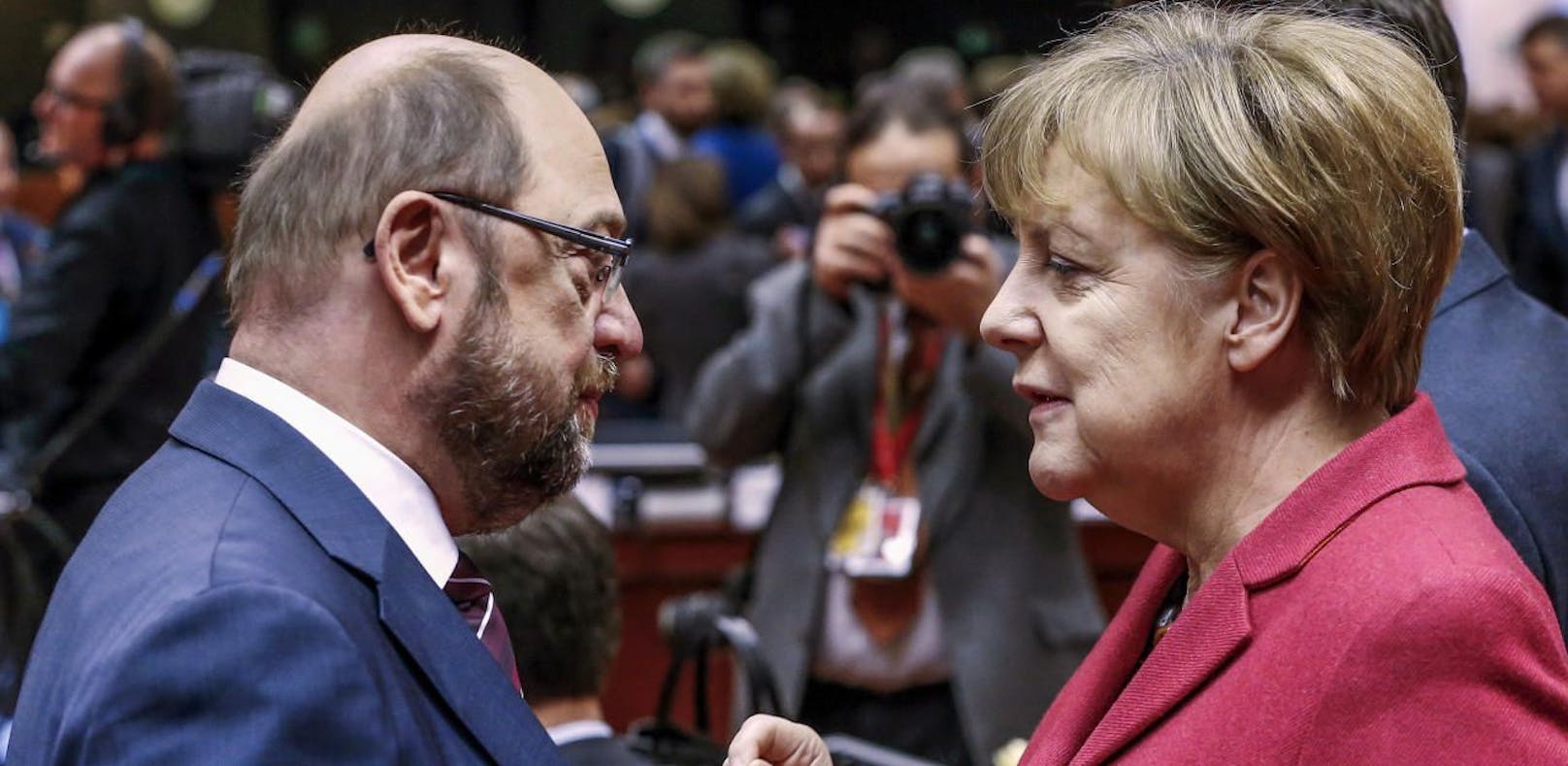 Martin Schulz (SPD) und Angela Merkel (CDU)