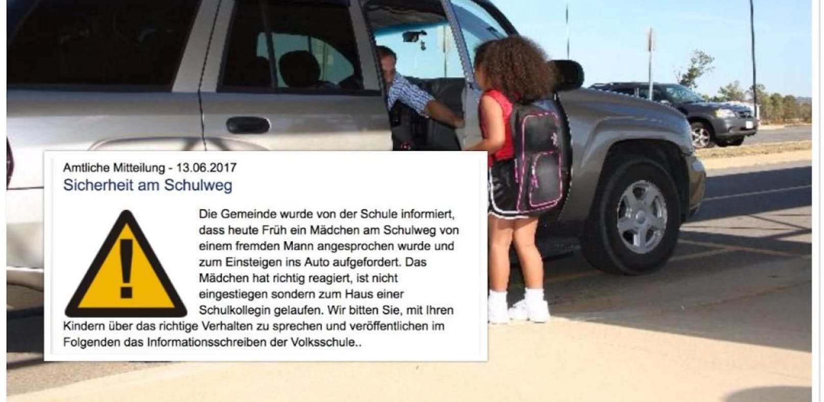 Ein Mann wollte das Mädchen ins Auto locken  das Kind reagierte vorbildlich und lief zu einer Schulfreundin.