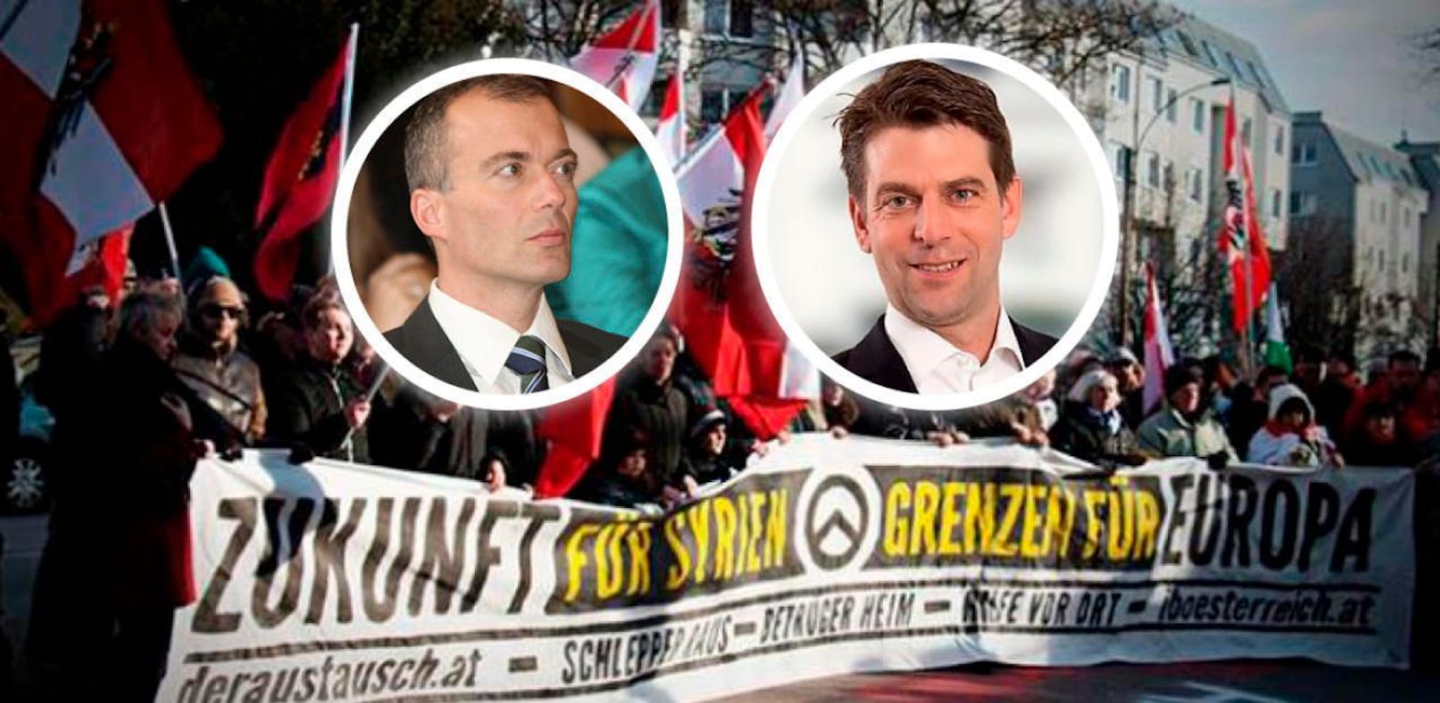 Neonazi Franz Radl (links) und Grazer FP-Gemeinderat Heinrich Sickl (Rehts): Aufregung Identitären-Demos. Credit: IStock, FPÖ-Graz, Archivbild