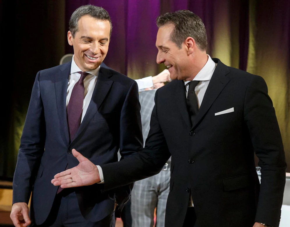 SPÖ-Bundeskanzler Christian Kern (l.) und FPÖ-Chef Heinz-Christian Strache bei der Diskussion im Radiokulturhaus