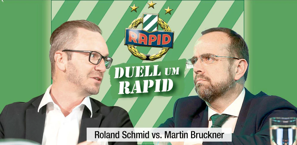 Roland Schmid und Martin Bruckner im Duell um Rapid.
