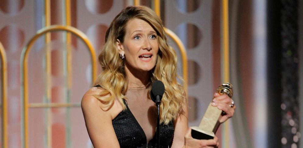 Laura Dern bei ihrer Golden Globes Dankesrede 2018. 