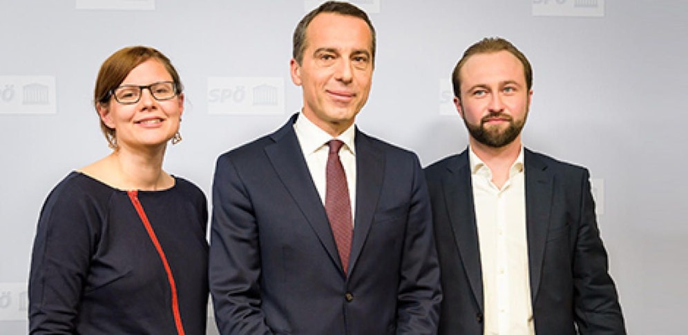 Bereit zum Widerstand: SPÖ-Bundesgeschäftsführerin Andrea Brunner, SPÖ-Vorsitzender, Klubobmann Christian Kern, SPÖ-Bundesgeschäftsführer Max Lercher (v.l.) 