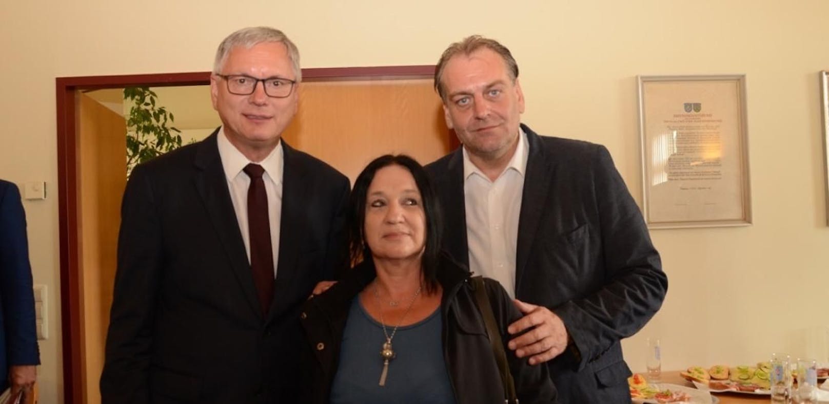 Minister Stöger mit Corina Pöltl und der Trumauer Bürgermeister Andreas Kollross.