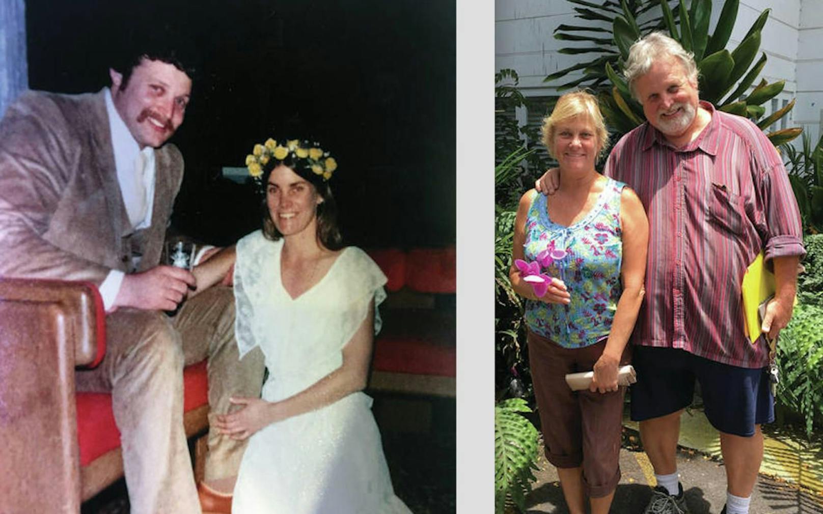 Doppelt hält besser: Randy und Leigh heirateten 1982 (li.) und 2018. Weil eine Behörde vergessen hatte, ihre Hochzeit einzutragen. 
