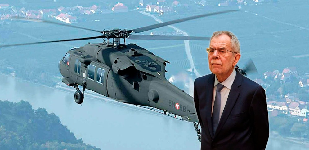 VdB saß im Black Hawk, als zwei Eurofighter den Helikopter zu Übungszwecken zur Landung zwangen.