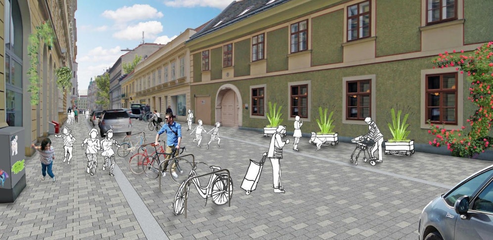 So soll bald die neue Lange Gasse aussehen. Fußgänger bekommen mehr Platz, eine verkehrsberuhigte Begegnungszone kommt.