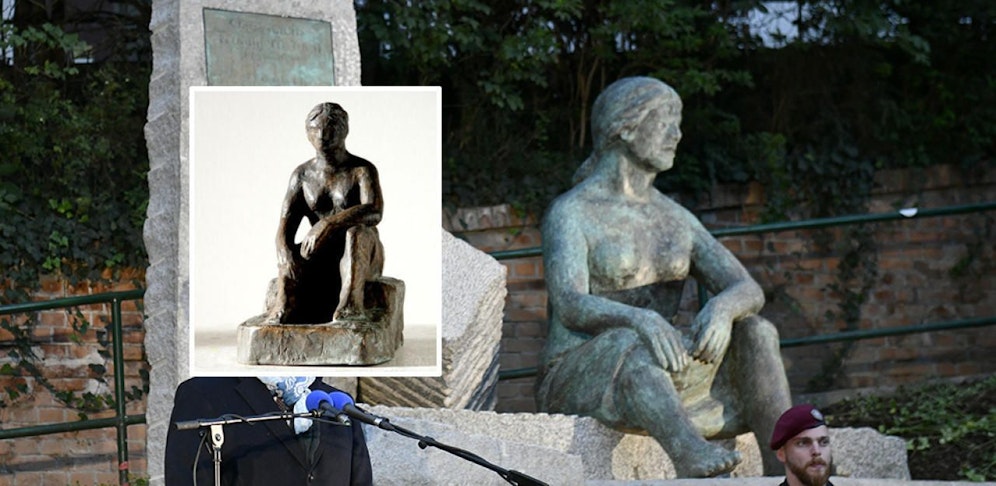 Gewisse Ähnlichkeiten sind zwischen Markus Angermeiers früherer Statue und der der "Trümmerfrauen" zu erkennen. 