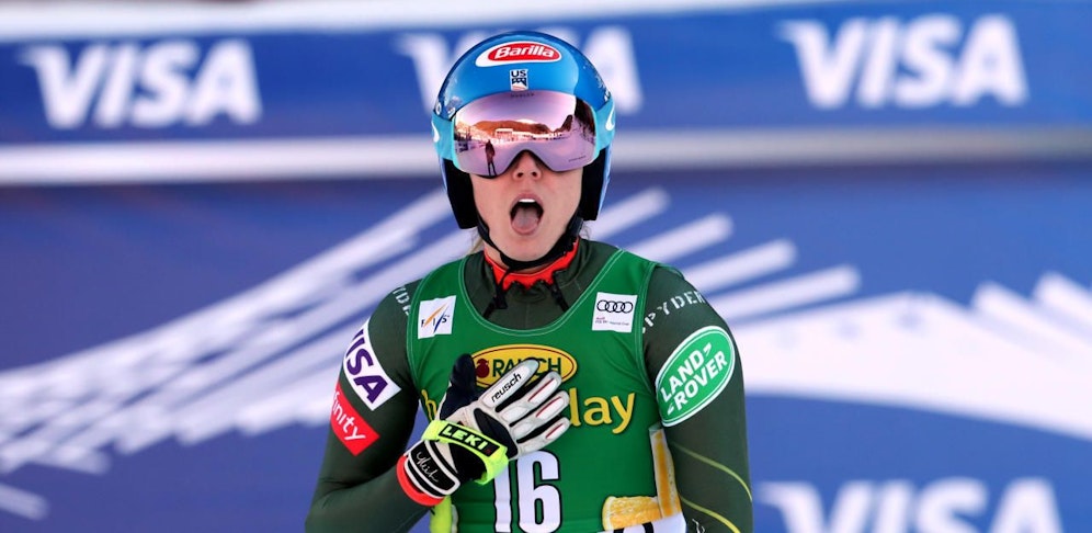 Mikaela Shiffrin, sichtlich überrascht über ihre Topfahrt in Bansko.
