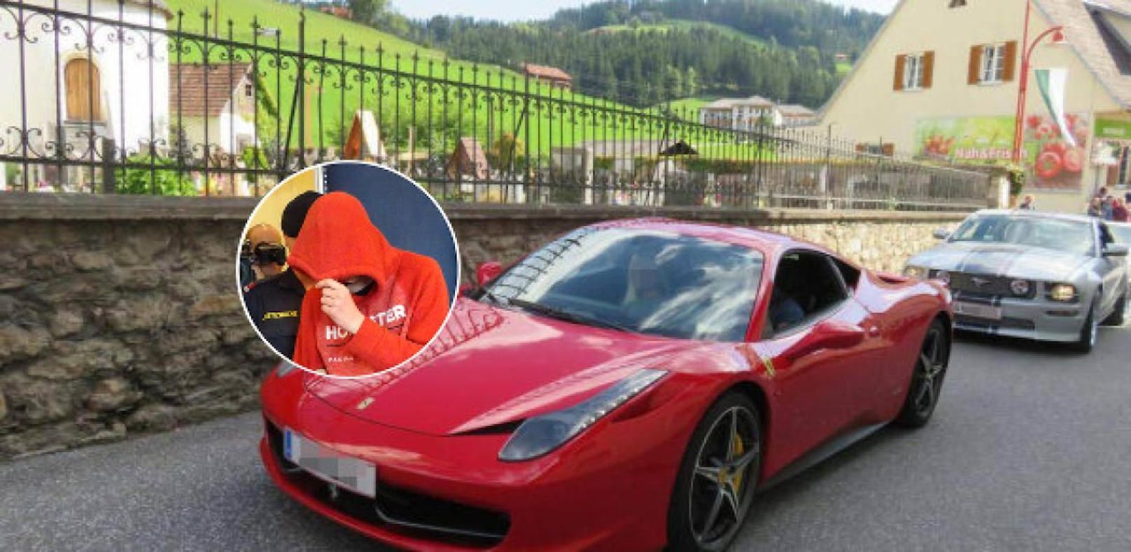 Passend zur Farbe des Ferraris war der Bursche vor Gericht gekleidet.