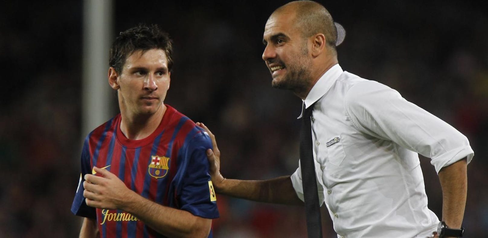 Lionel Messi und Pep Guardiola 2011 bei Barcelona