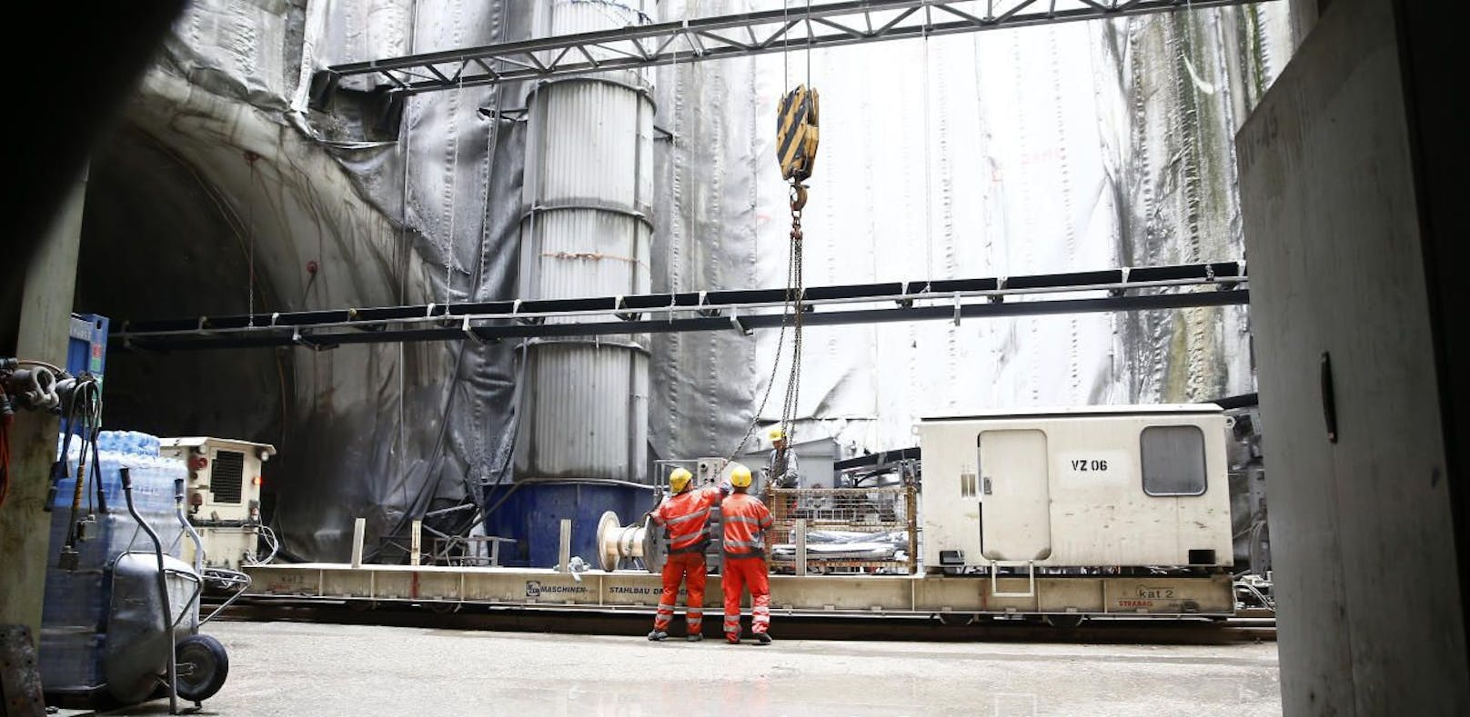 Arbeiter im Koralmtunnel am Freitag, 13. Mai 2016 auf der Baustelle Leibenfeld bei Deutschlandsberg.