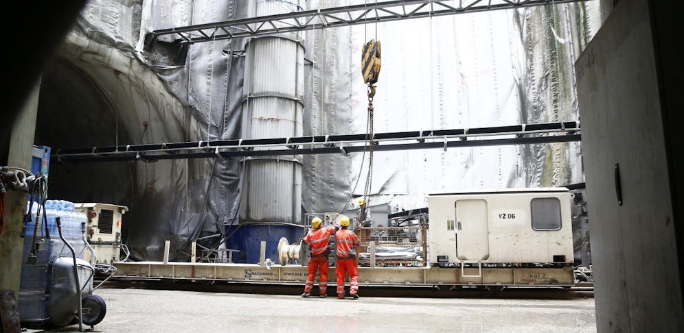 Arbeiter im Koralmtunnel am Freitag, 13. Mai 2016 auf der Baustelle Leibenfeld bei Deutschlandsberg.