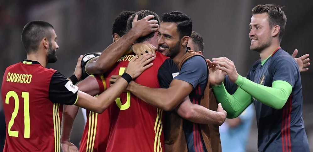 Jubelnde Belgier! Das Ticket für die WM-Endrunde 2018 ist fix.