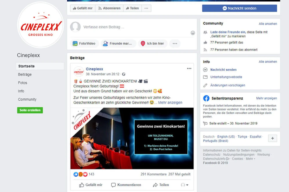 Täuschend echt: Es werden die originalen "Cineplexx"-Logos und Schriftzüge verwendet.
