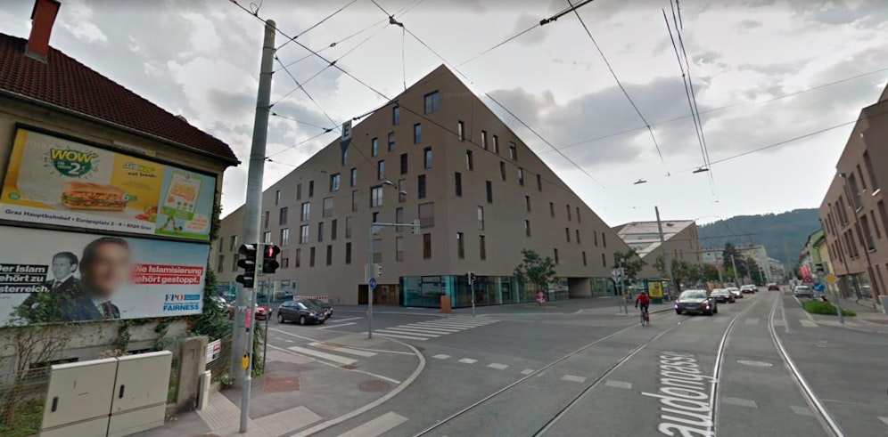 Das Projekt Eggenberge liegt an der Ecke Alte Poststraße und Georgigasse in Graz.