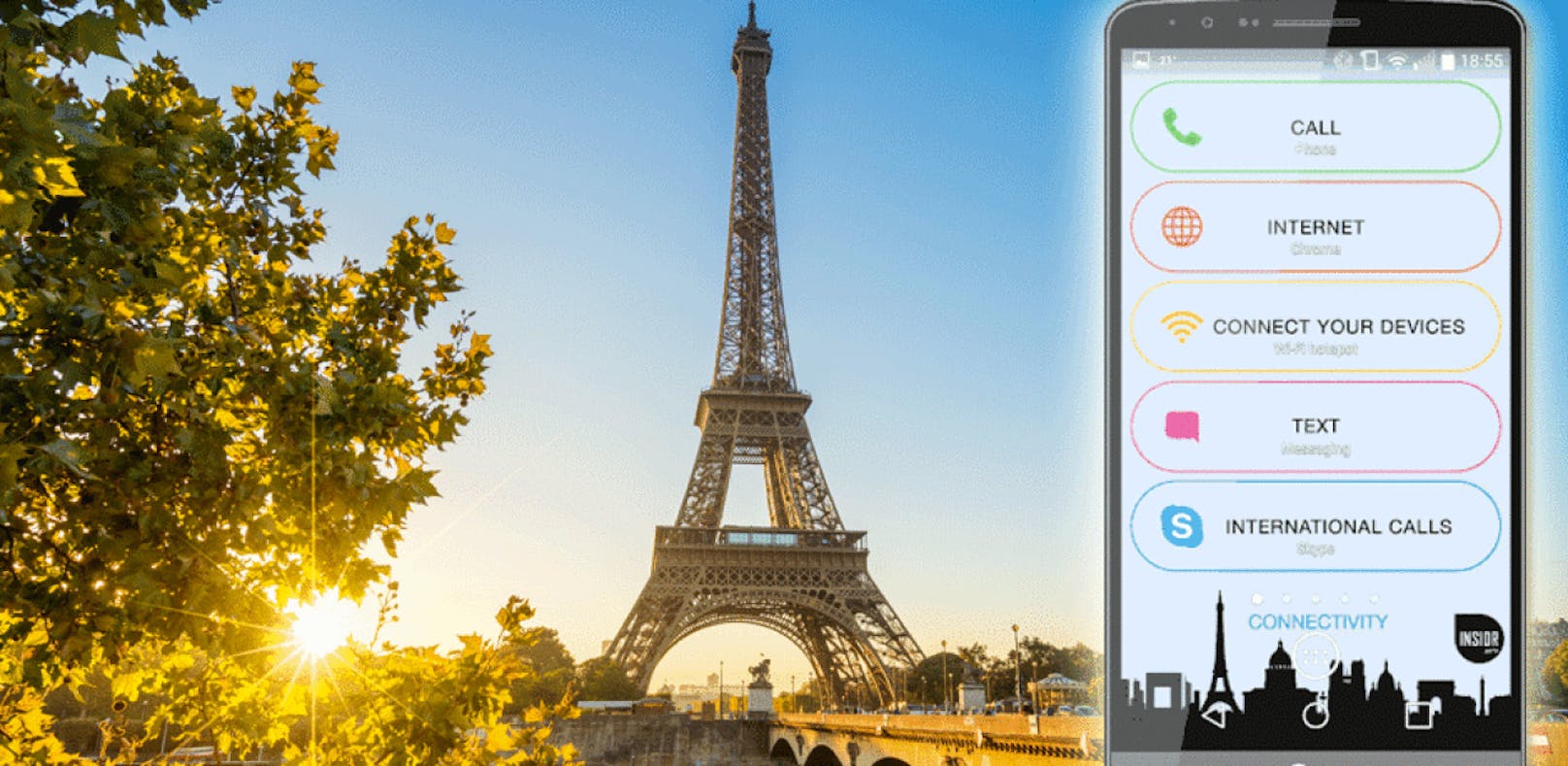 Das Smartphone des Anbieters Insidr soll Paris-Reisenden helfen.