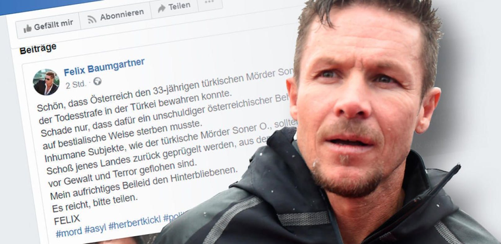 Felix Baumgartners Wut-Posting zur Bluttat in Dornbirn.