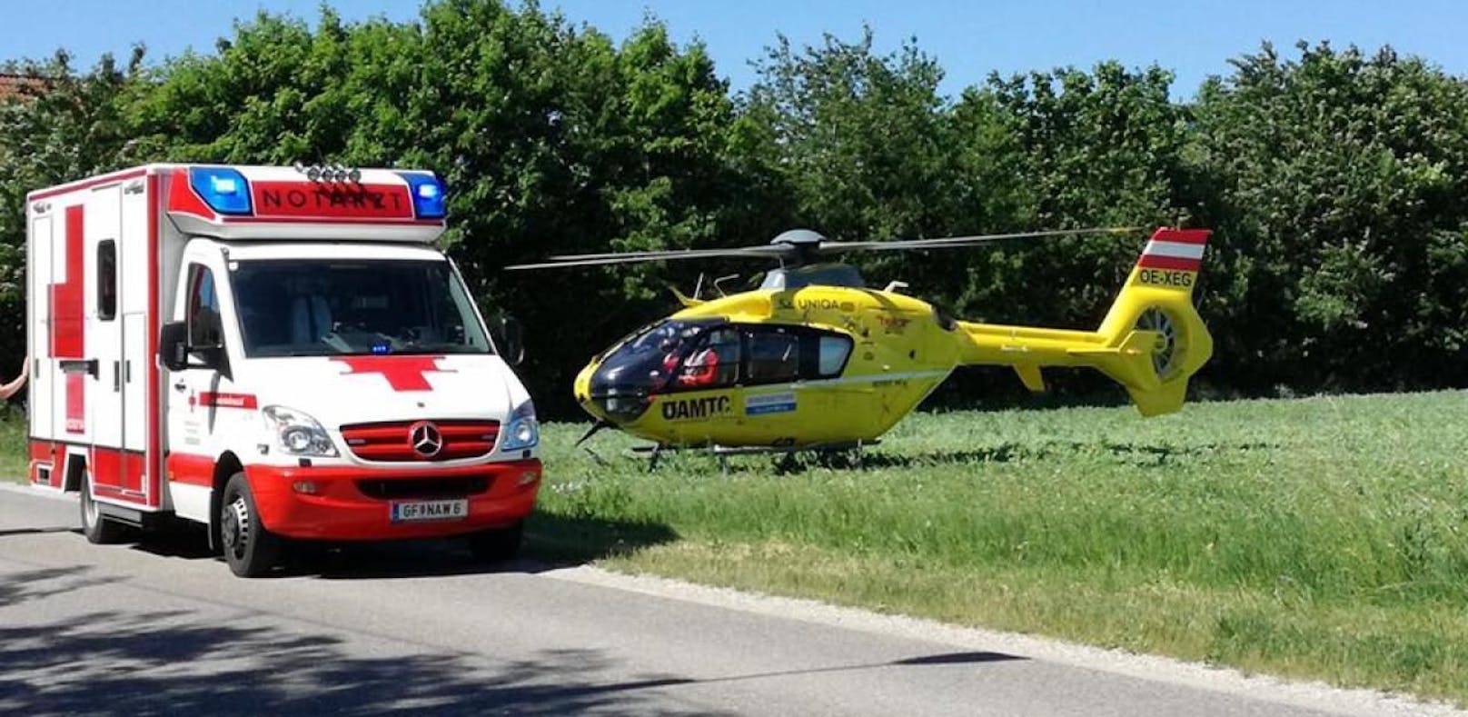 Der Notarzt des Roten Kreuzes Gänserndorf und der Rettungsheli waren im Einsatz.