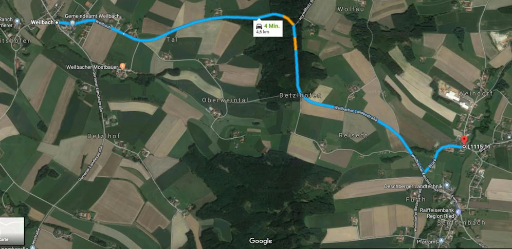 Über fünf Kilometer legte der Mann auf seiner wilden Flucht mit dem Auto zurück.