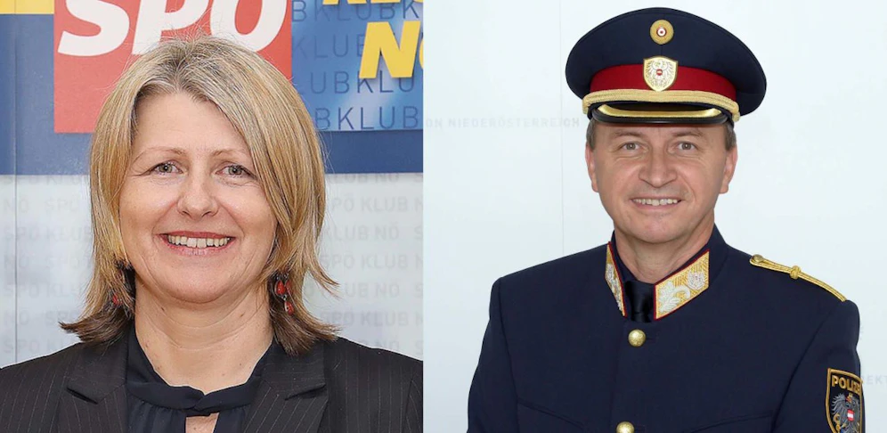 Karin Scheele (l.) versteht die Bestellung von Landespolizeidirektor Konrad Kogler (r.) zum Chef der neuen Landesgesundheitsagentur überhaupt nicht.