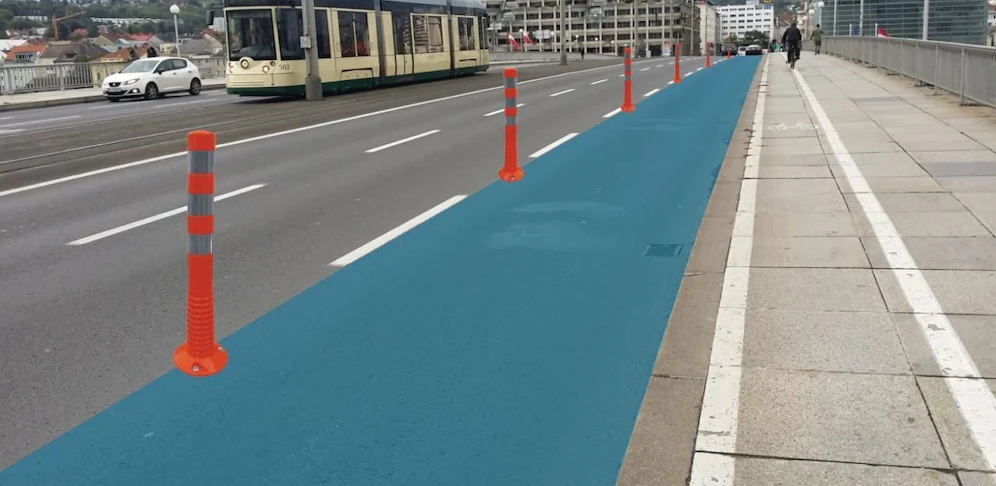 So könnte der Radweg auf der Nibelungenbrücke aussehen.