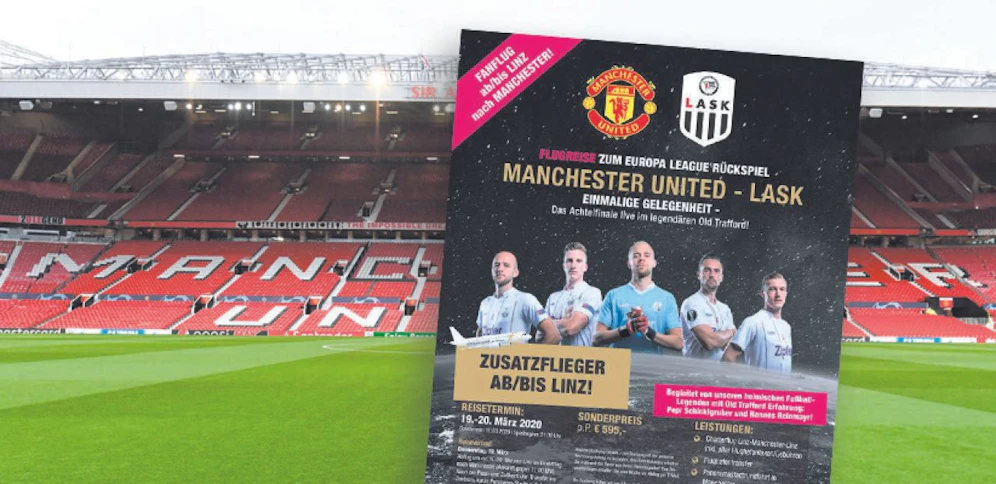 "Wiesinger-Reisen" hätte drei Fan-Flieger nach Manchester voll bekommen.