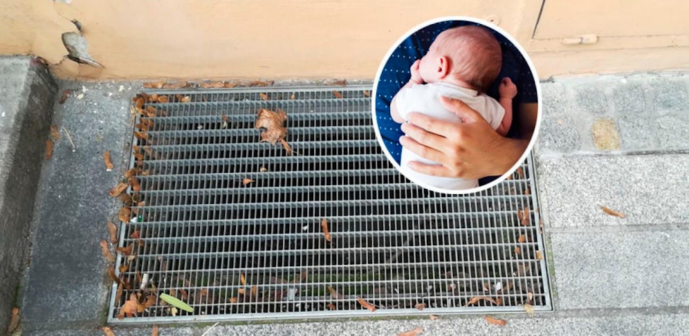 Das Baby wurde in einem Schacht abgelegt. 