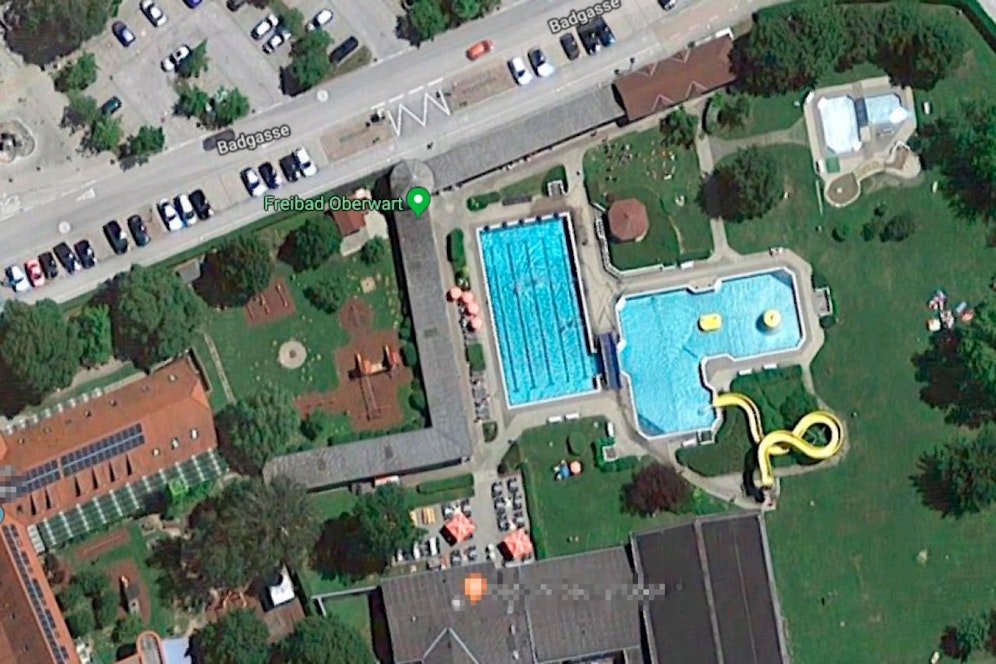 Das Freibad Oberwart in der Satellitenansicht.