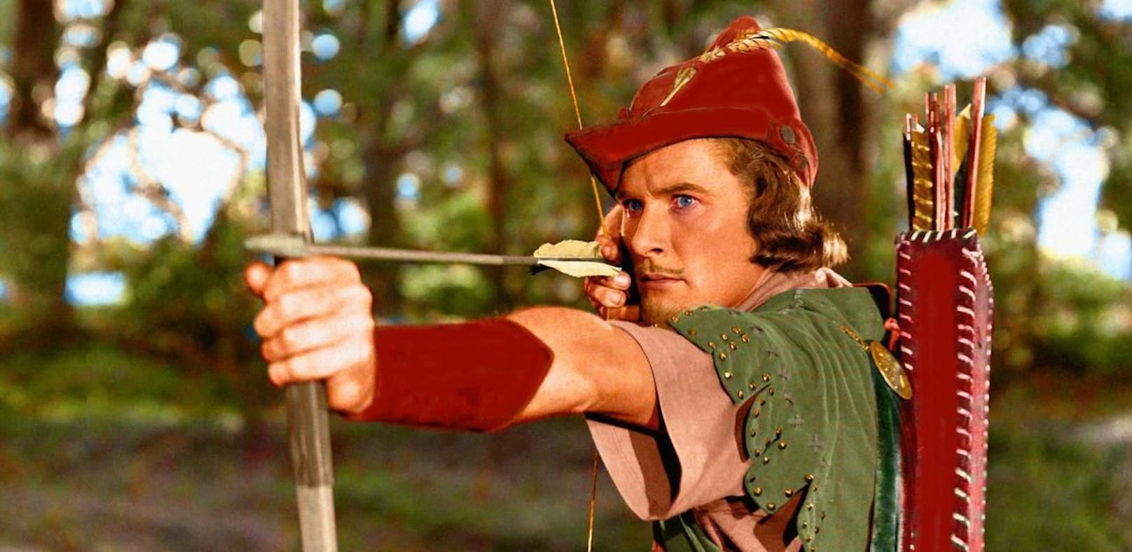 Hollywood-Legende Errol Flynn als Robin Hood in der legendären Verfilmung &quot;Robin Hood, König der Vagabunden&quot; von 1938.