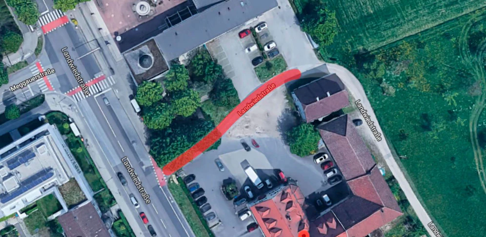 Um diesen Teil der Landwiedstraße (rot gekennzeichnet) geht es.