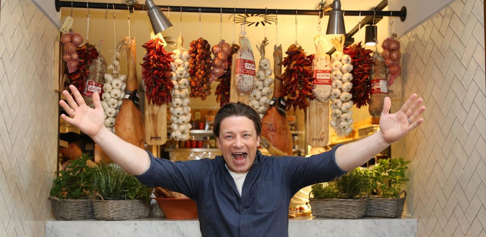 Schulden in Millionenhöhe: Jamie Olivers Restaurantkette &quot;Jamie's Italian&quot; hat am 21. Mai 2019 in Großbritannien Insolvenz angemeldet.