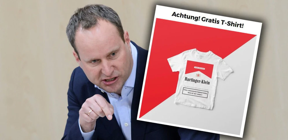 Dieses T-Shirt verschenken die NEOS nun.