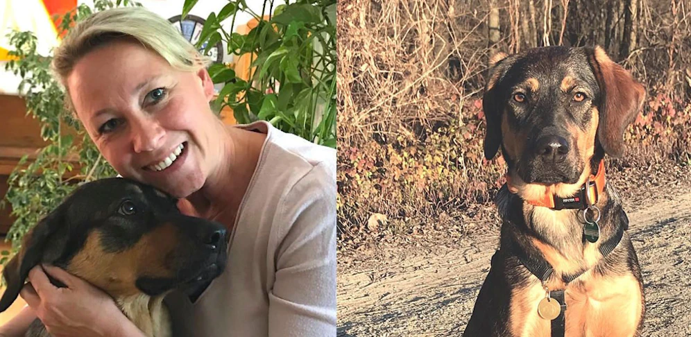 Tamara S. mit ihrer "Coco". Die einjährige Hündin wurde nach dem Baden in der Traisen von einem Jogger attackiert.