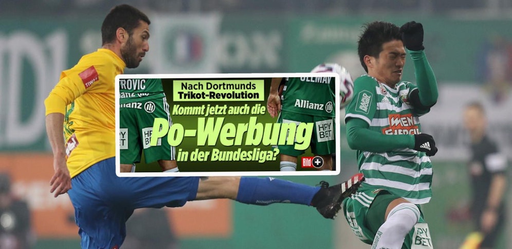 Die deutsche "Bild-Zeitung" zeigt die Rapid-Hintern groß als abschreckendes Beispiel für Werbeflächen.