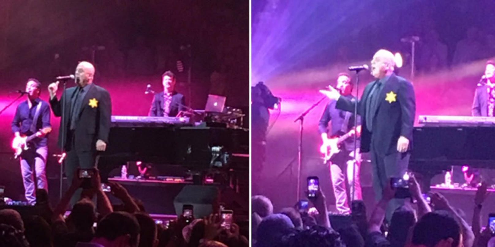 Billy Joel trägt bei seinem Konzert im Madison Square Garden einen Judenstern
