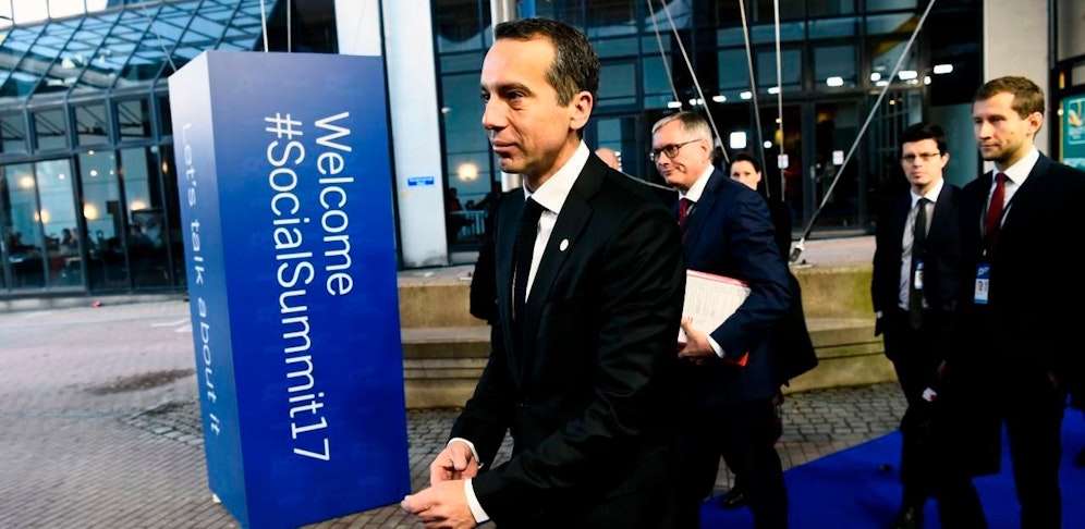 Bundeskanzler Christian Kern (SPÖ) beim European Social Summit in Schweden. Auch Arbeits- und Sozialminister Alois Stöger kam mit.