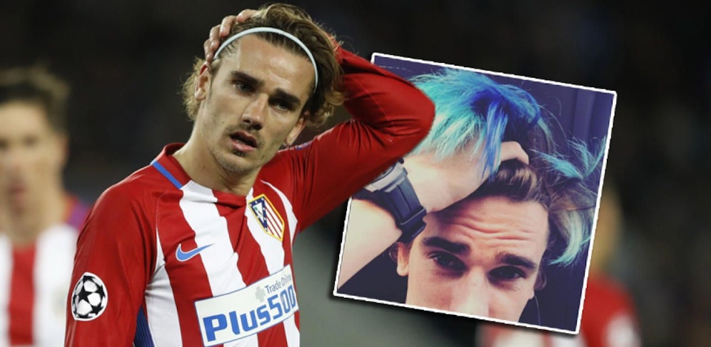 Antoine Griezmann hat die Haare blau. Ob es der Gattin gefällt?