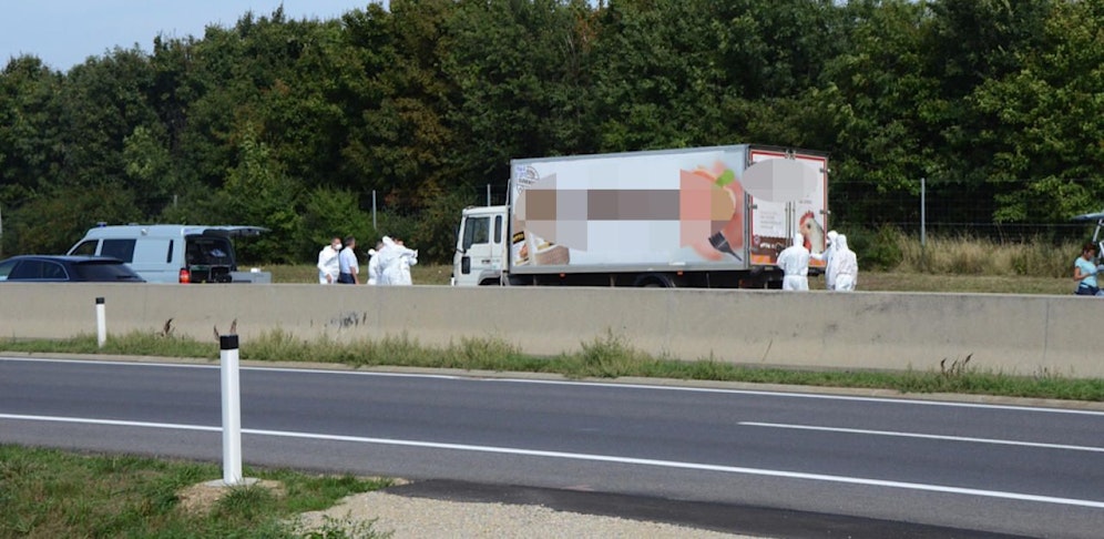 In diesem Kühl-Lkw erstickten 71 Flüchtlinge qualvoll. 