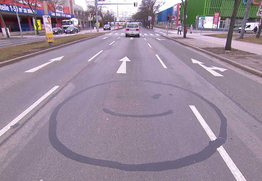 Vergangene Woche tauchte dieses lachende Gesicht in Floridsdorf auf.