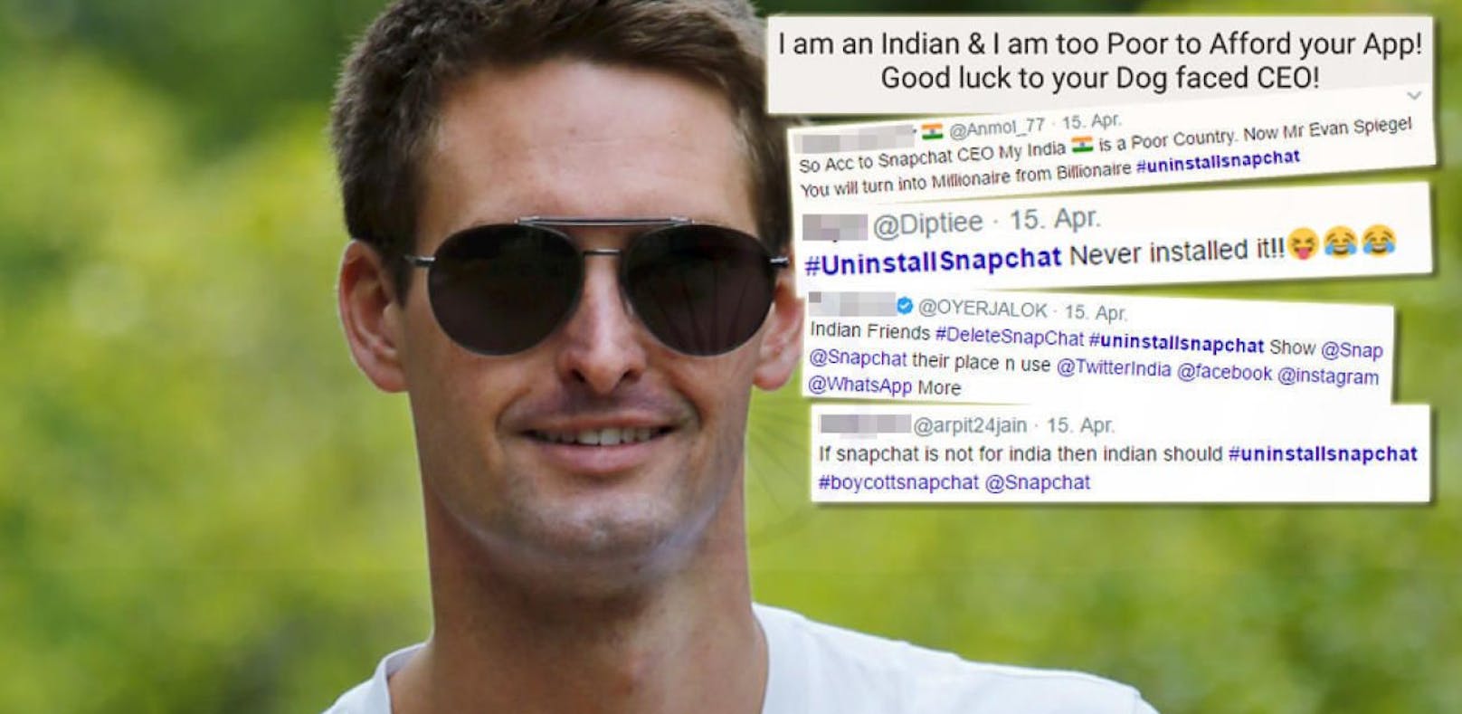 Snapchat-Gründer Evan Spiegel hat es sich mit Indien verscherzt.