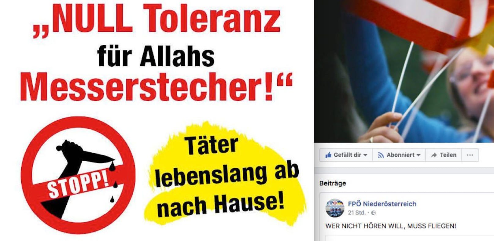 FPNÖ-Posting: &quot;Null Toleranz für Allahs Messerstecher!&quot;