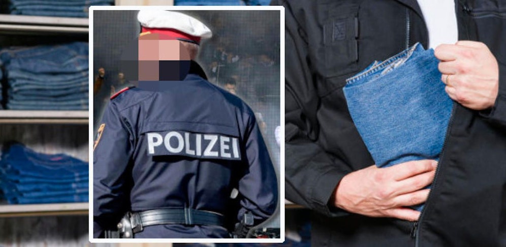 Der Polizist wurde beim Ladendiebstahl erwischt.