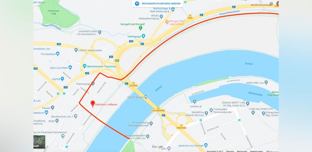 So könnte die Trasse für die geplante Stadtbahn in Richtung Pregarten bzw. Hauptbahnhof  aussehen. 