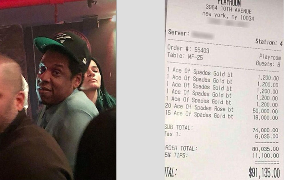 Sauber: Superstar Jay-Z feierte in einem New Yorker Nachtclub. Am Ende standen knapp 91.000 Dollar (74.000 Euro) auf der Rechnung.  