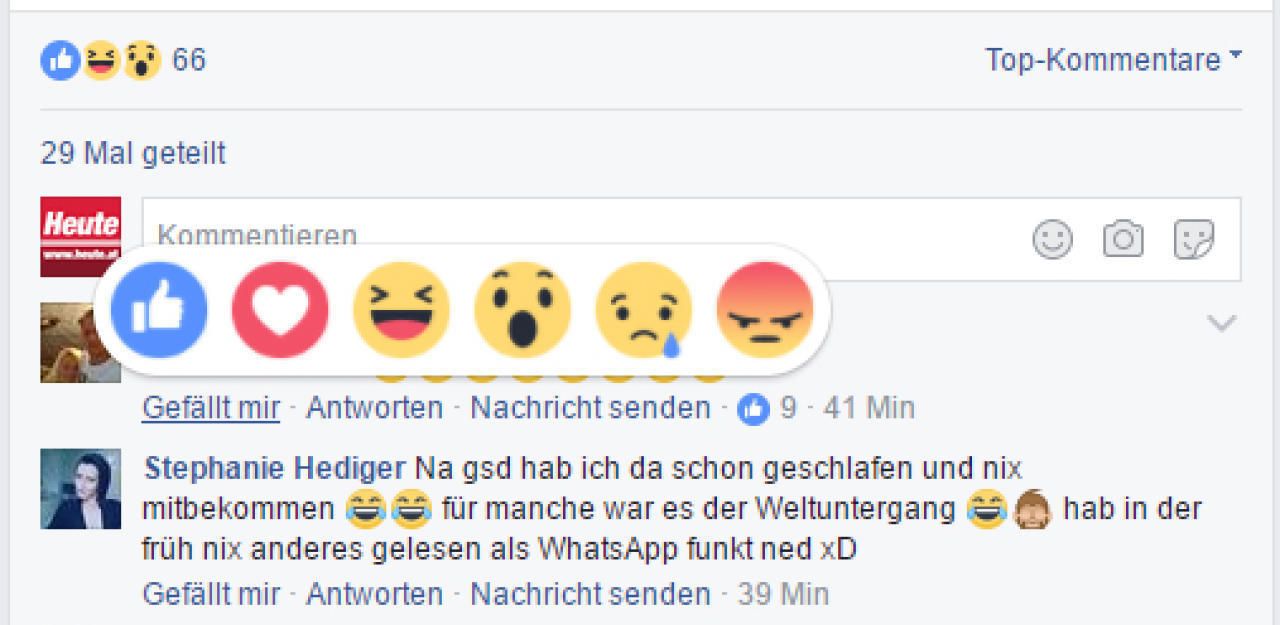 Heute.at - Facebook-Kommentare nun auch mit Emojis