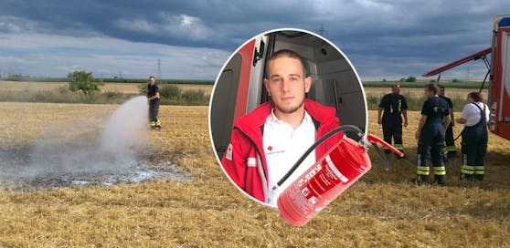 Stubenvoll und seine Kollege bändigten die Flammen, die Feuerwehr erledigte den Rest.