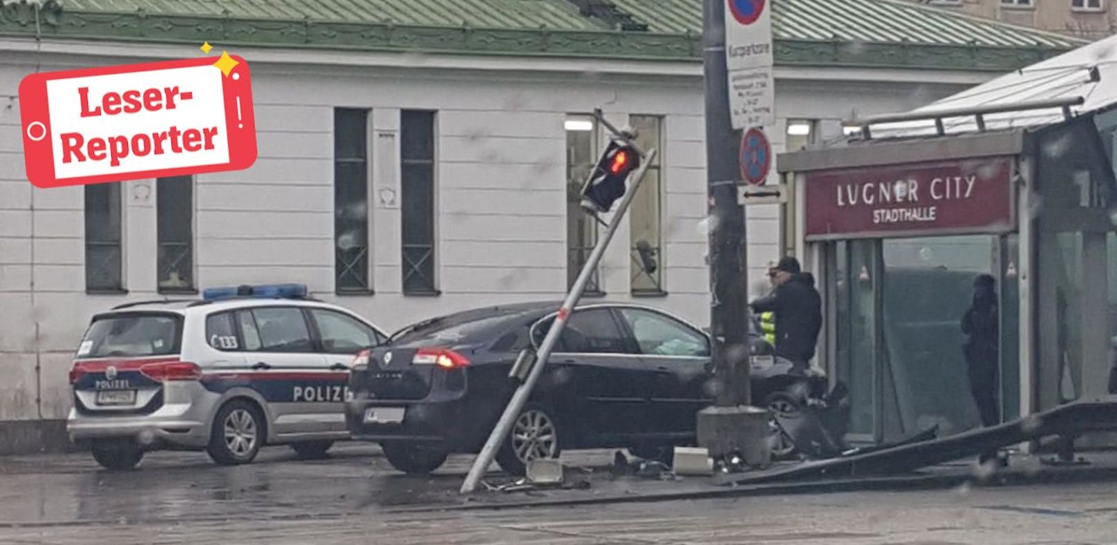 Schwerer Crash bei der Lugner City in Wien. 